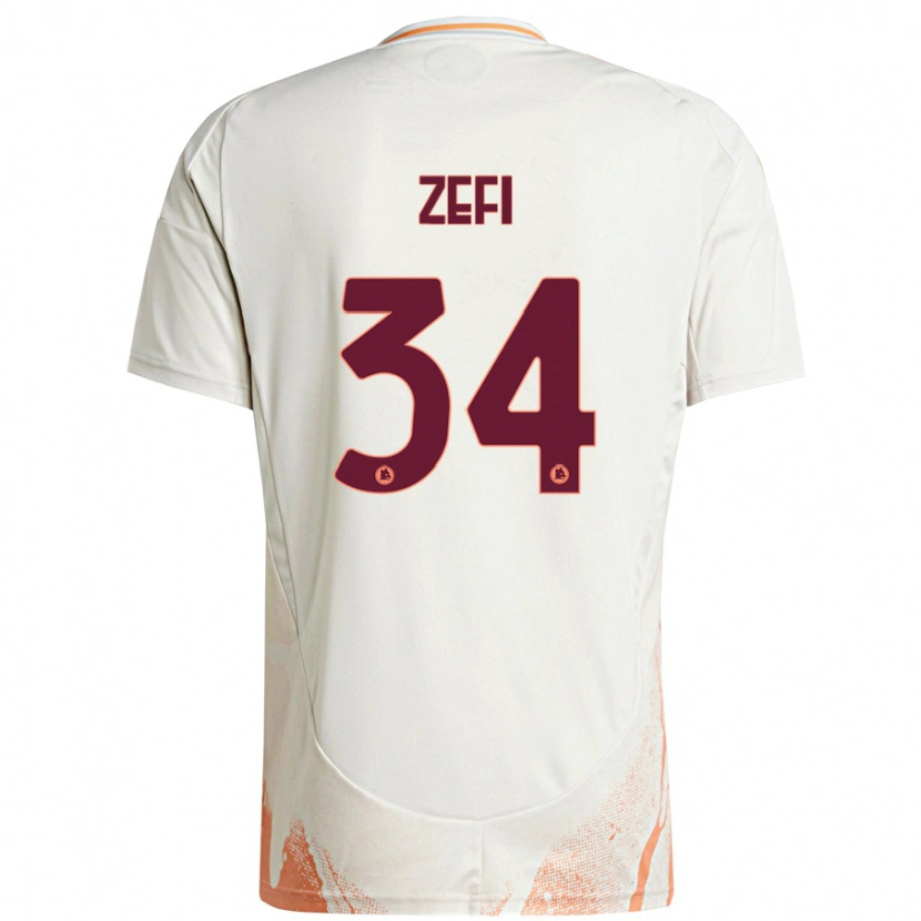 Danxen Uomo Maglia Kevin Zefi #34 Crema Bianco Arancione Kit Gara Away 2024/25 Maglietta