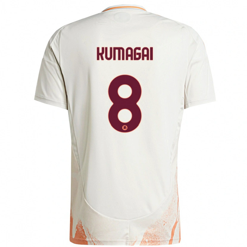 Danxen Uomo Maglia Saki Kumagai #8 Crema Bianco Arancione Kit Gara Away 2024/25 Maglietta