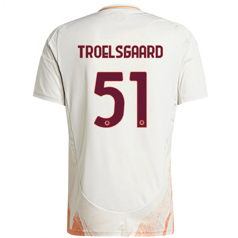 Danxen Uomo Maglia Sanne Troelsgaard #51 Crema Bianco Arancione Kit Gara Away 2024/25 Maglietta