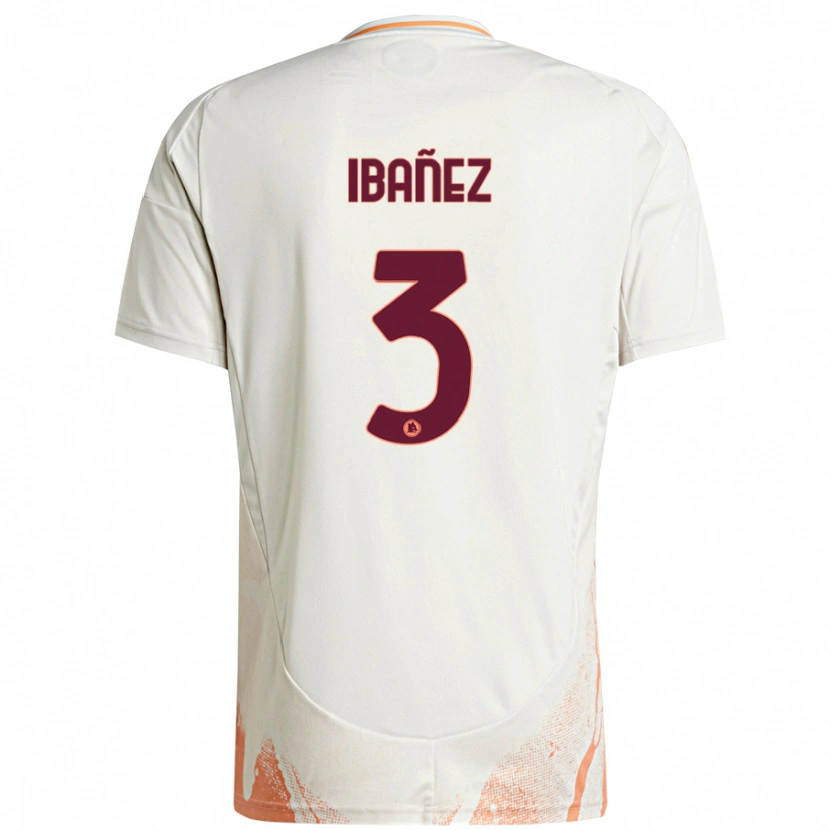 Danxen Uomo Maglia Roger Ibanez #3 Crema Bianco Arancione Kit Gara Away 2024/25 Maglietta