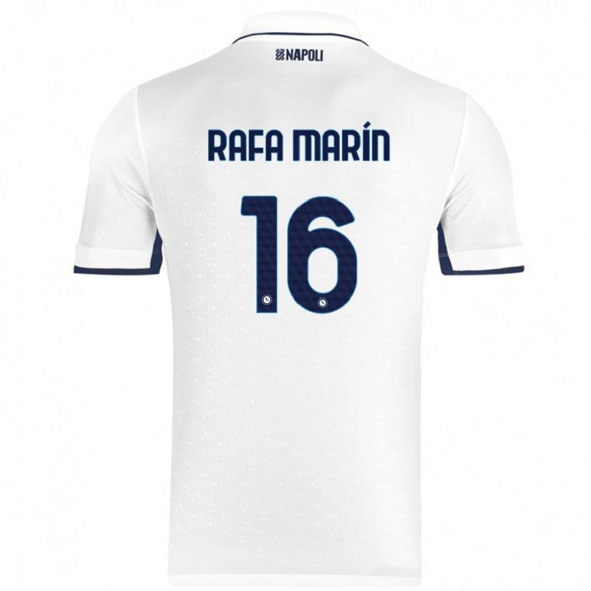 Danxen Uomo Maglia Rafa Marín #16 Bianco Blu Reale Kit Gara Away 2024/25 Maglietta