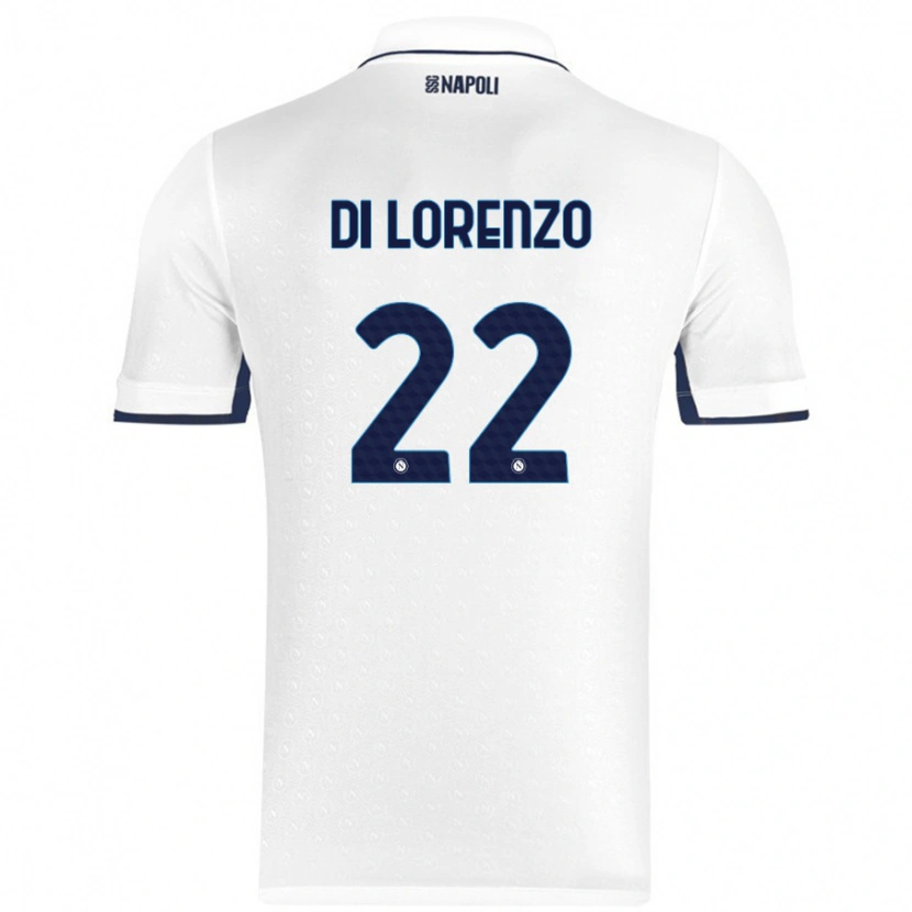 Danxen Uomo Maglia Giovanni Di Lorenzo #22 Bianco Blu Reale Kit Gara Away 2024/25 Maglietta