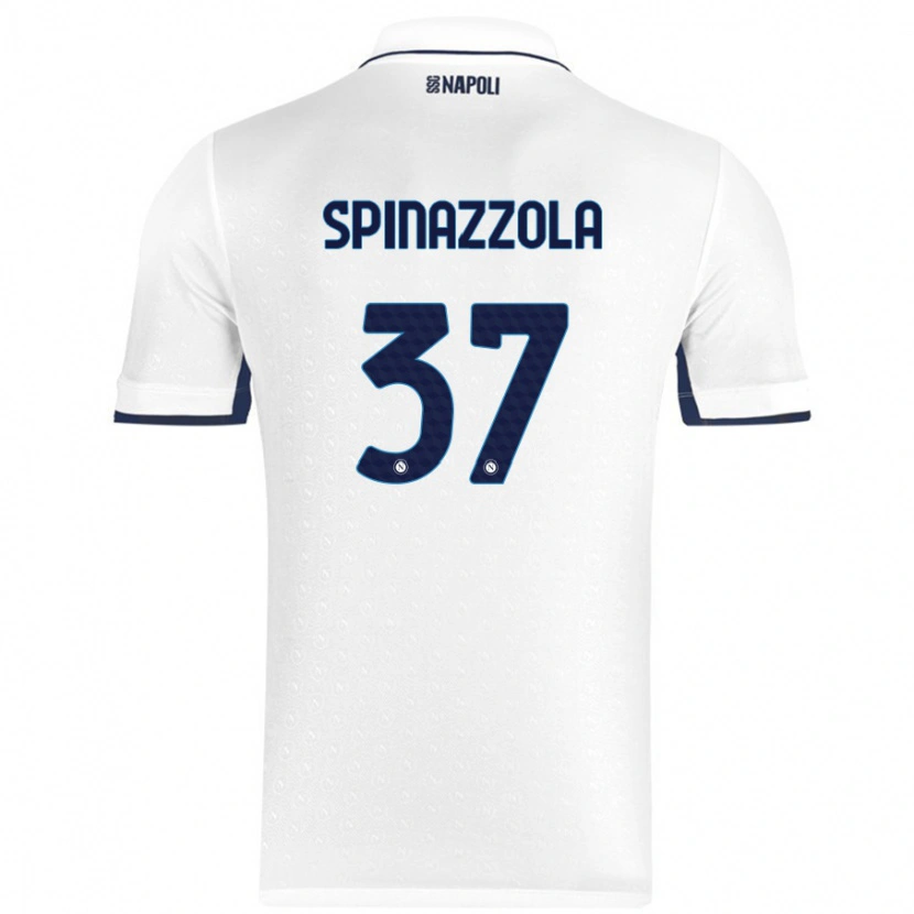 Danxen Uomo Maglia Leonardo Spinazzola #37 Bianco Blu Reale Kit Gara Away 2024/25 Maglietta