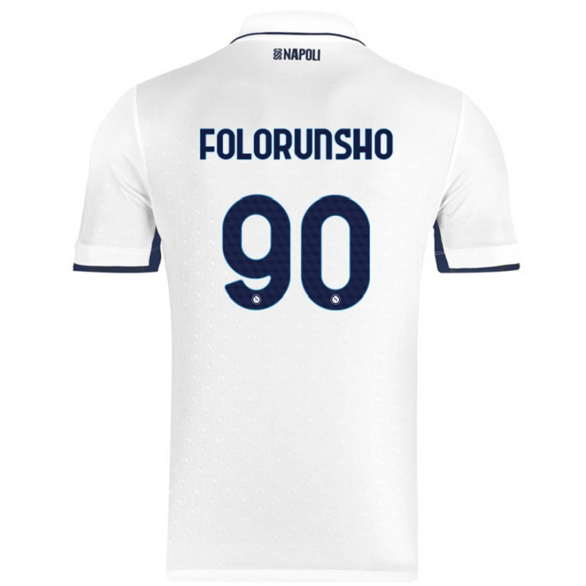 Danxen Uomo Maglia Michael Folorunsho #90 Bianco Blu Reale Kit Gara Away 2024/25 Maglietta