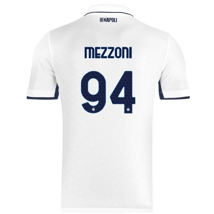 Danxen Uomo Maglia Francesco Mezzoni #94 Bianco Blu Reale Kit Gara Away 2024/25 Maglietta