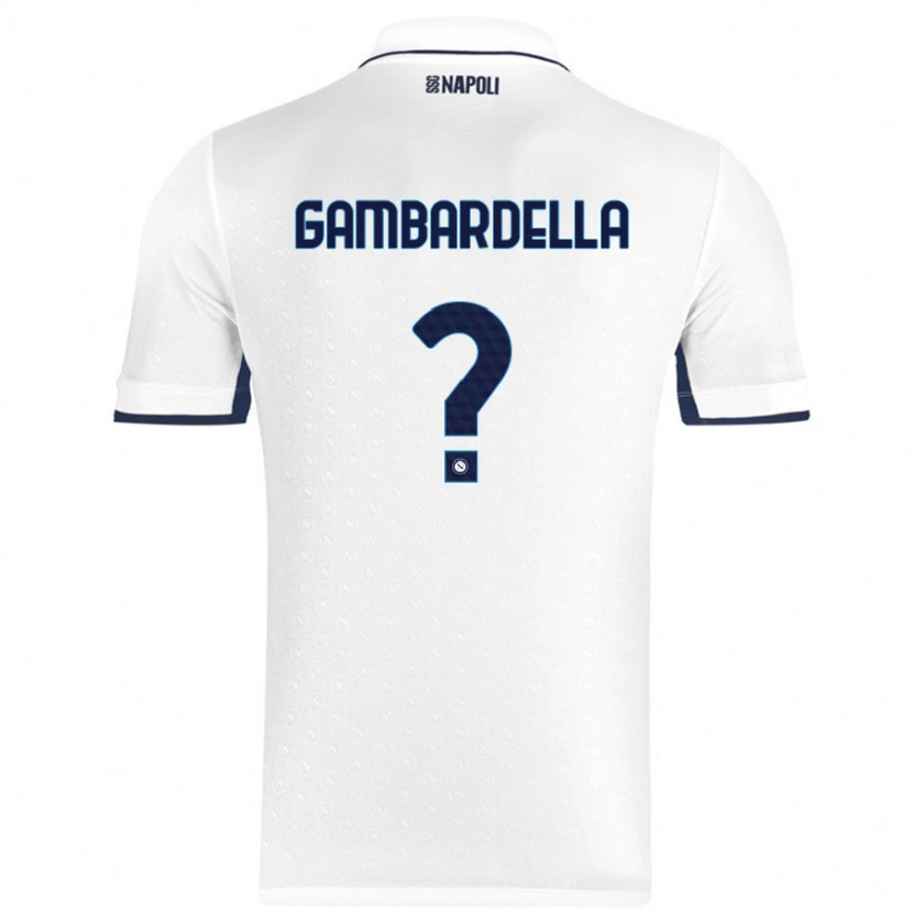 Danxen Uomo Maglia Vittorio Gambardella #0 Bianco Blu Reale Kit Gara Away 2024/25 Maglietta
