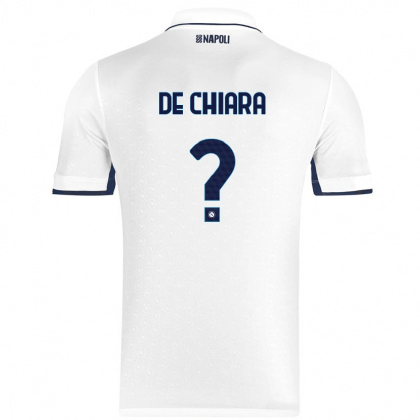 Danxen Uomo Maglia Emmanuele De Chiara #0 Bianco Blu Reale Kit Gara Away 2024/25 Maglietta