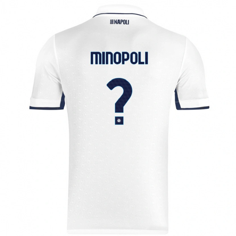 Danxen Uomo Maglia Francesco Minopoli #0 Bianco Blu Reale Kit Gara Away 2024/25 Maglietta