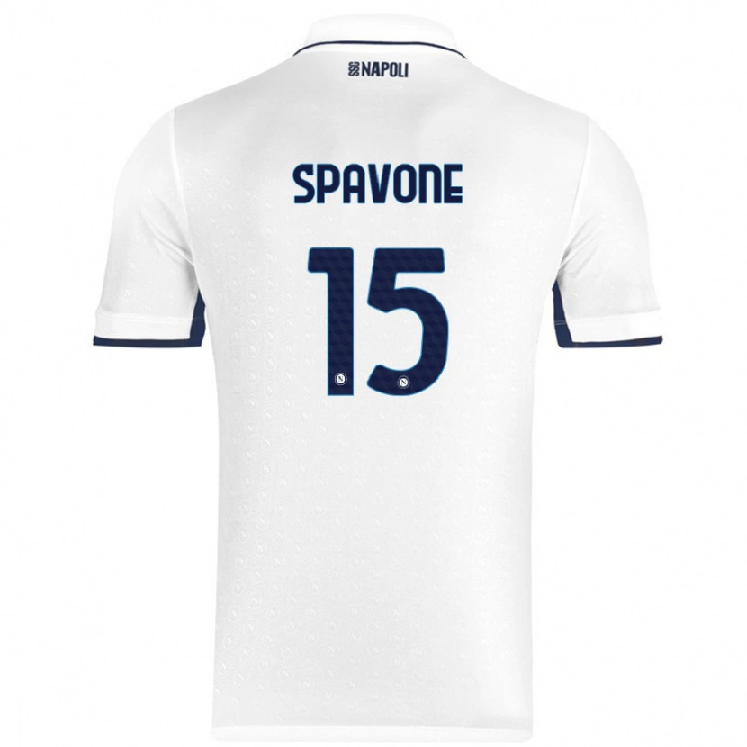 Danxen Uomo Maglia Alessandro Spavone #15 Bianco Blu Reale Kit Gara Away 2024/25 Maglietta