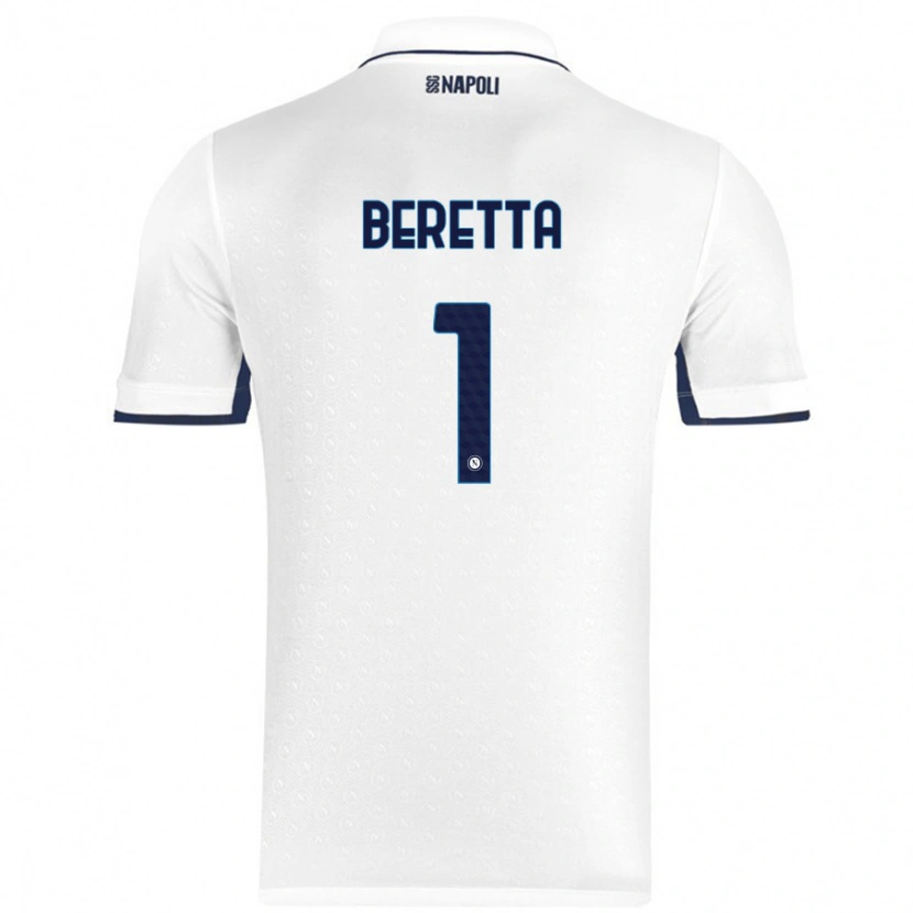 Danxen Uomo Maglia Beatrice Beretta #1 Bianco Blu Reale Kit Gara Away 2024/25 Maglietta