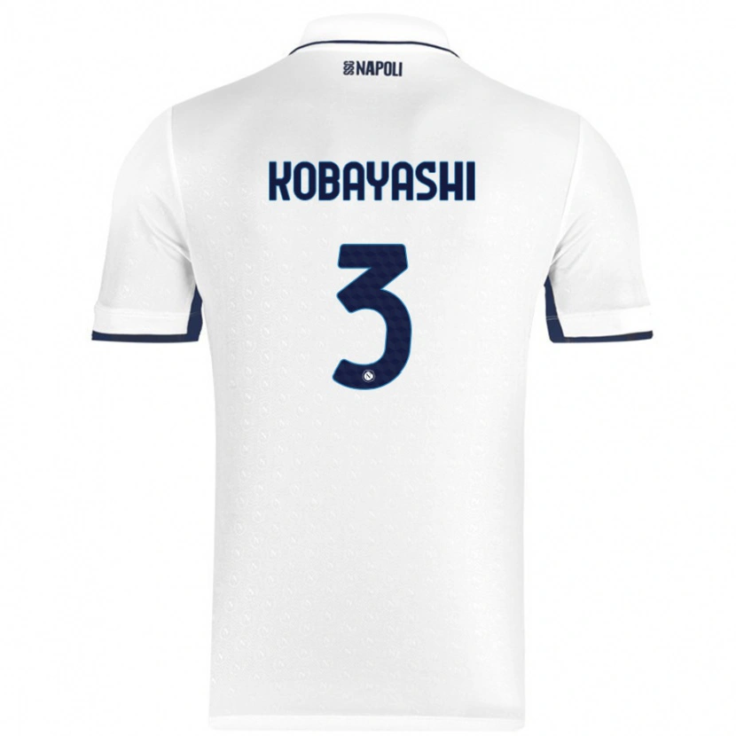 Danxen Uomo Maglia Miharu Kobayashi #3 Bianco Blu Reale Kit Gara Away 2024/25 Maglietta