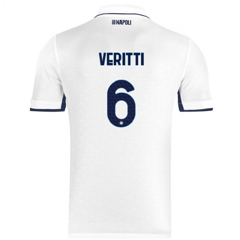 Danxen Uomo Maglia Federica Veritti #6 Bianco Blu Reale Kit Gara Away 2024/25 Maglietta