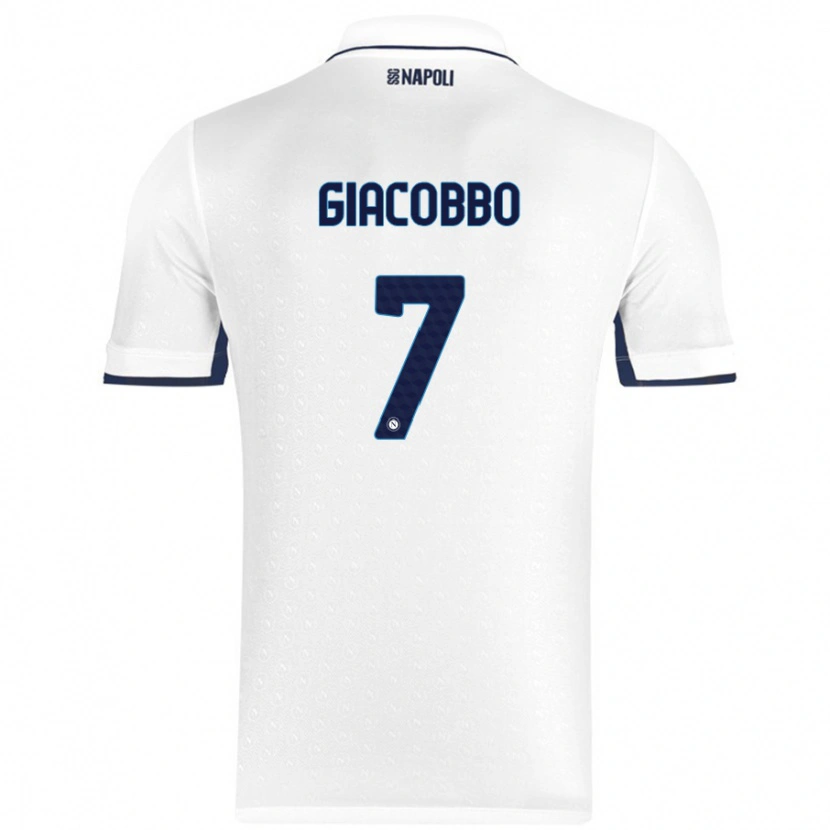 Danxen Uomo Maglia Giulia Giacobbo #7 Bianco Blu Reale Kit Gara Away 2024/25 Maglietta