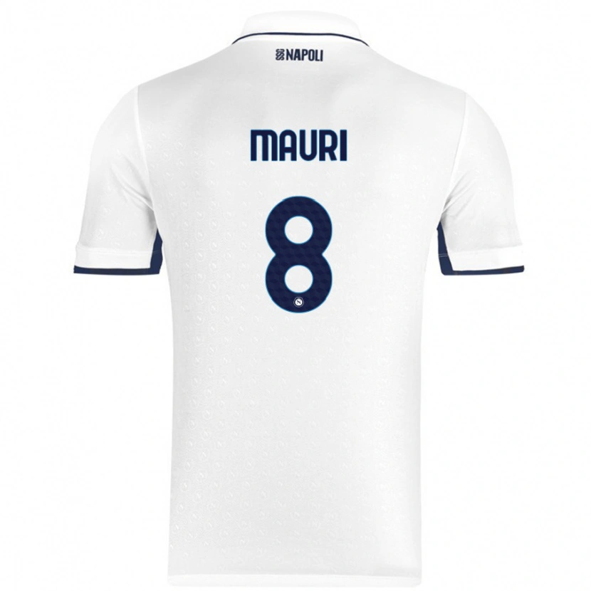 Danxen Uomo Maglia Claudia Mauri #8 Bianco Blu Reale Kit Gara Away 2024/25 Maglietta