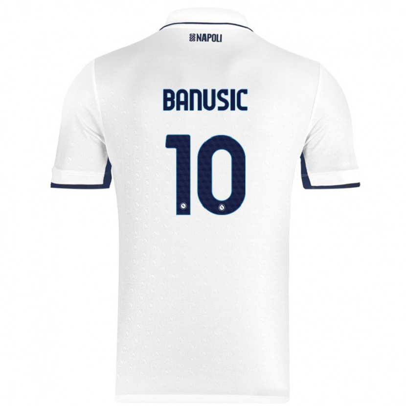 Danxen Uomo Maglia Marija Banušić #10 Bianco Blu Reale Kit Gara Away 2024/25 Maglietta
