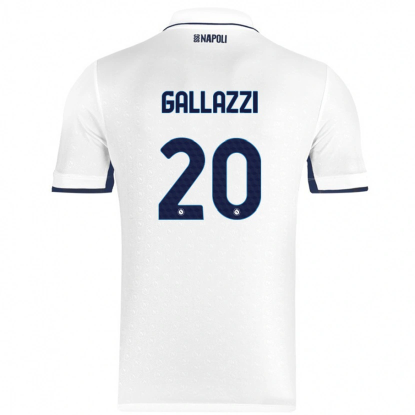 Danxen Uomo Maglia Valentina Gallazzi #20 Bianco Blu Reale Kit Gara Away 2024/25 Maglietta