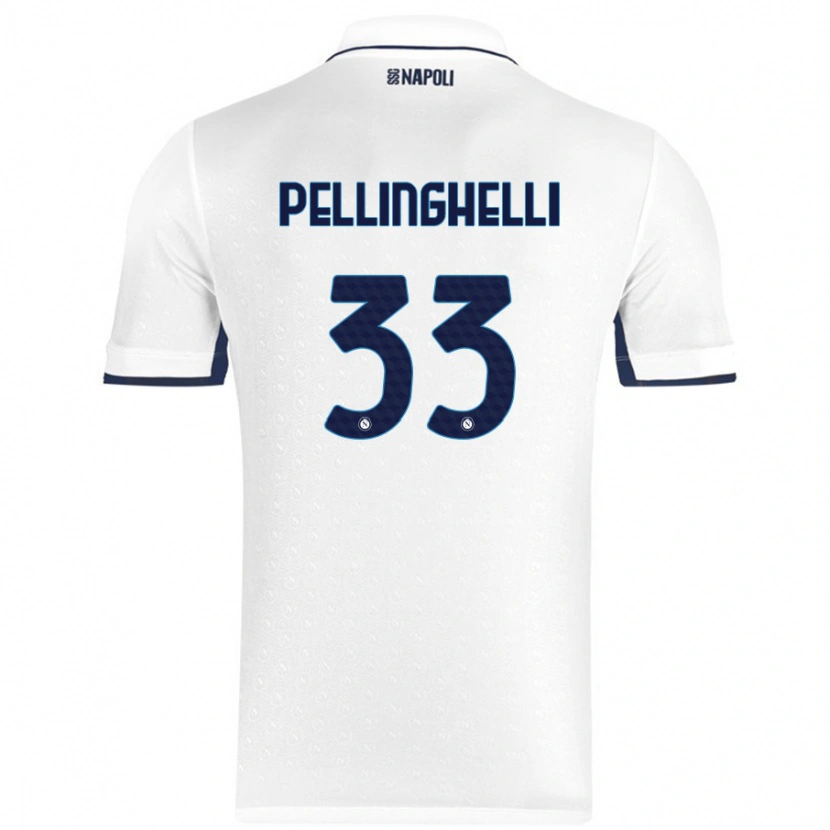 Danxen Uomo Maglia Alice Pellinghelli #33 Bianco Blu Reale Kit Gara Away 2024/25 Maglietta