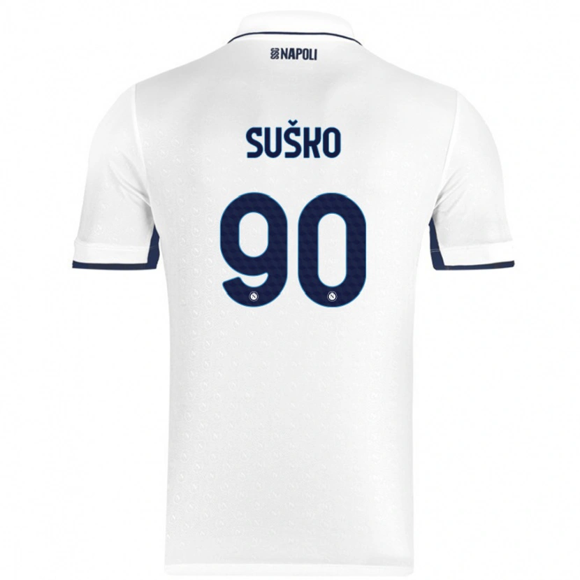 Danxen Uomo Maglia Daniel Suško #90 Bianco Blu Reale Kit Gara Away 2024/25 Maglietta