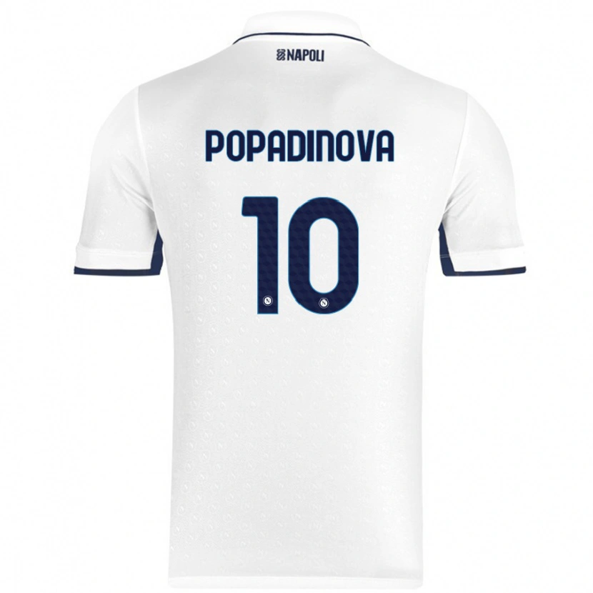 Danxen Uomo Maglia Evdokiya Popadinova #10 Bianco Blu Reale Kit Gara Away 2024/25 Maglietta