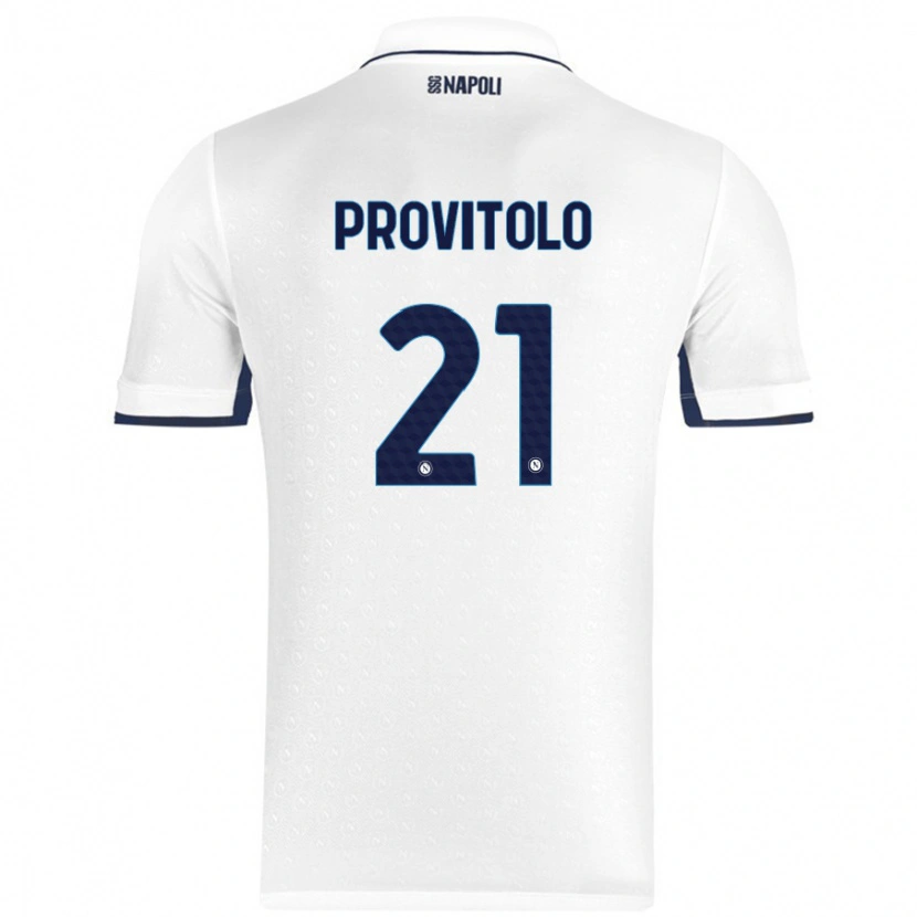 Danxen Uomo Maglia Vincenzo Provitolo #21 Bianco Blu Reale Kit Gara Away 2024/25 Maglietta