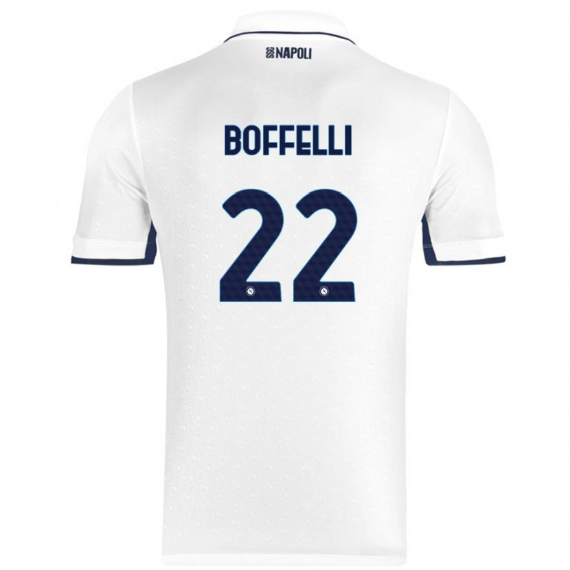 Danxen Uomo Maglia Valerio Boffelli #22 Bianco Blu Reale Kit Gara Away 2024/25 Maglietta