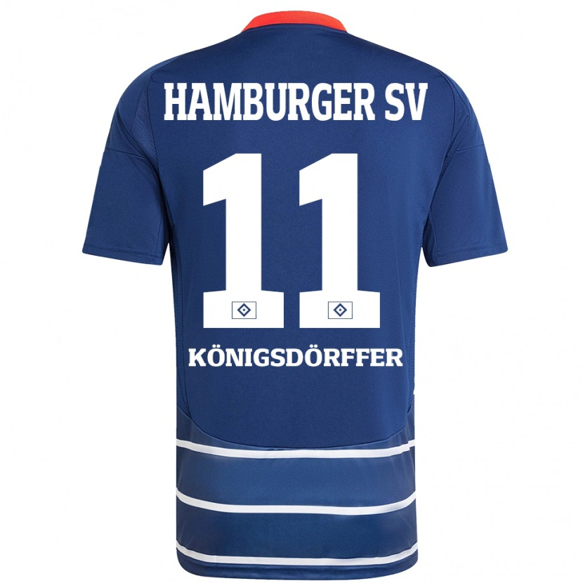 Danxen Uomo Maglia Ransford Königsdörffer #11 Blu Scuro Kit Gara Away 2024/25 Maglietta