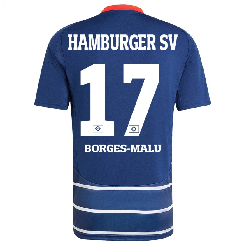 Danxen Uomo Maglia Louis Borges-Malu #17 Blu Scuro Kit Gara Away 2024/25 Maglietta