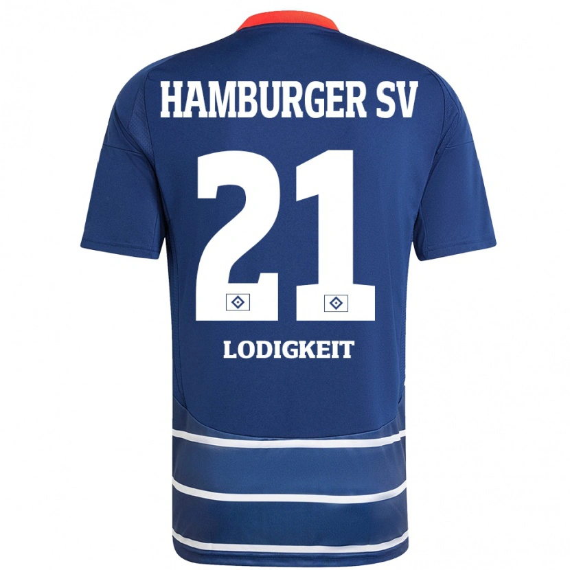 Danxen Uomo Maglia Luis Lodigkeit #21 Blu Scuro Kit Gara Away 2024/25 Maglietta