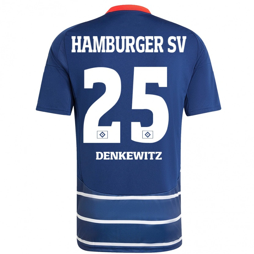Danxen Uomo Maglia Nick Denkewitz #25 Blu Scuro Kit Gara Away 2024/25 Maglietta