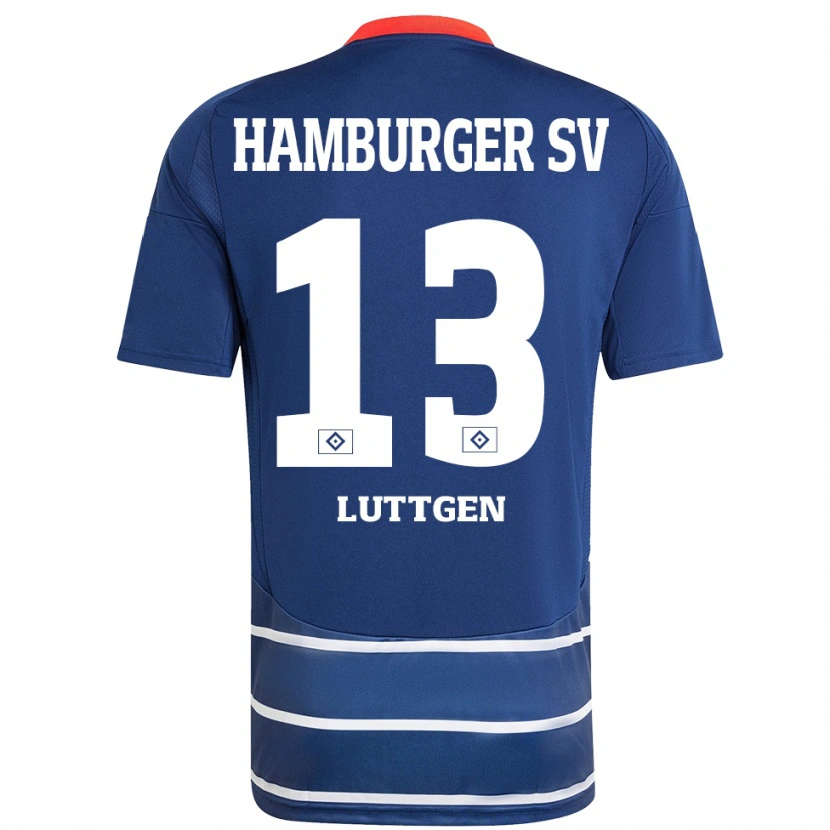Danxen Uomo Maglia Lasse Lüttgen #13 Blu Scuro Kit Gara Away 2024/25 Maglietta