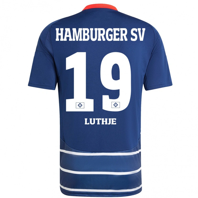 Danxen Uomo Maglia Niel Lüthje #19 Blu Scuro Kit Gara Away 2024/25 Maglietta