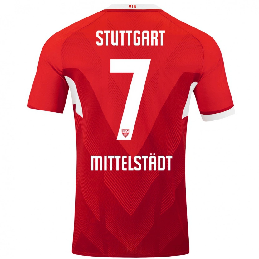 Danxen Uomo Maglia Maximilian Mittelstädt #7 Rosso Bianco Kit Gara Away 2024/25 Maglietta