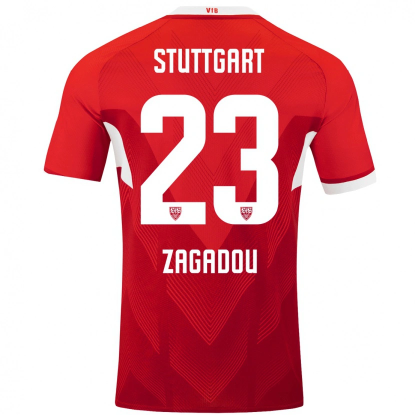 Danxen Uomo Maglia Dan-Axel Zagadou #23 Rosso Bianco Kit Gara Away 2024/25 Maglietta