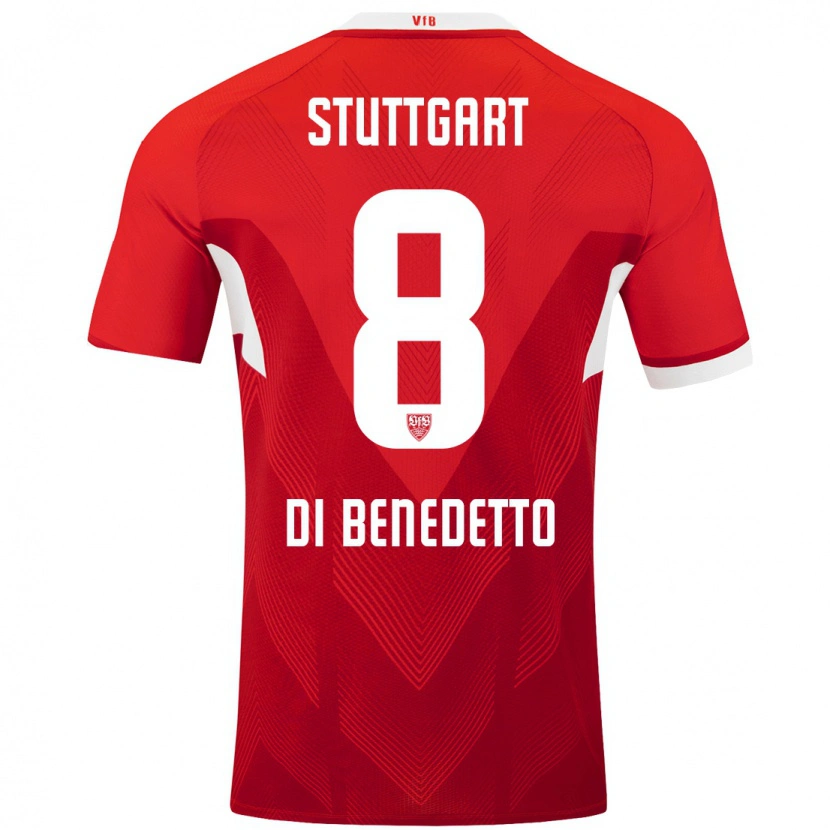 Danxen Uomo Maglia Samuele Di Benedetto #8 Rosso Bianco Kit Gara Away 2024/25 Maglietta