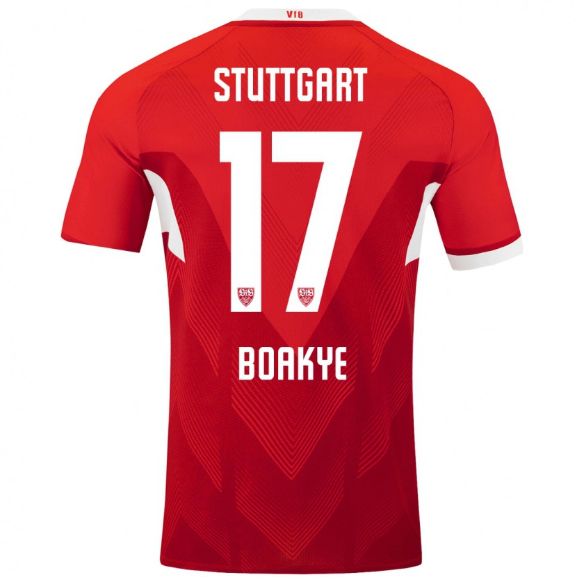Danxen Uomo Maglia Maurice Boakye #17 Rosso Bianco Kit Gara Away 2024/25 Maglietta