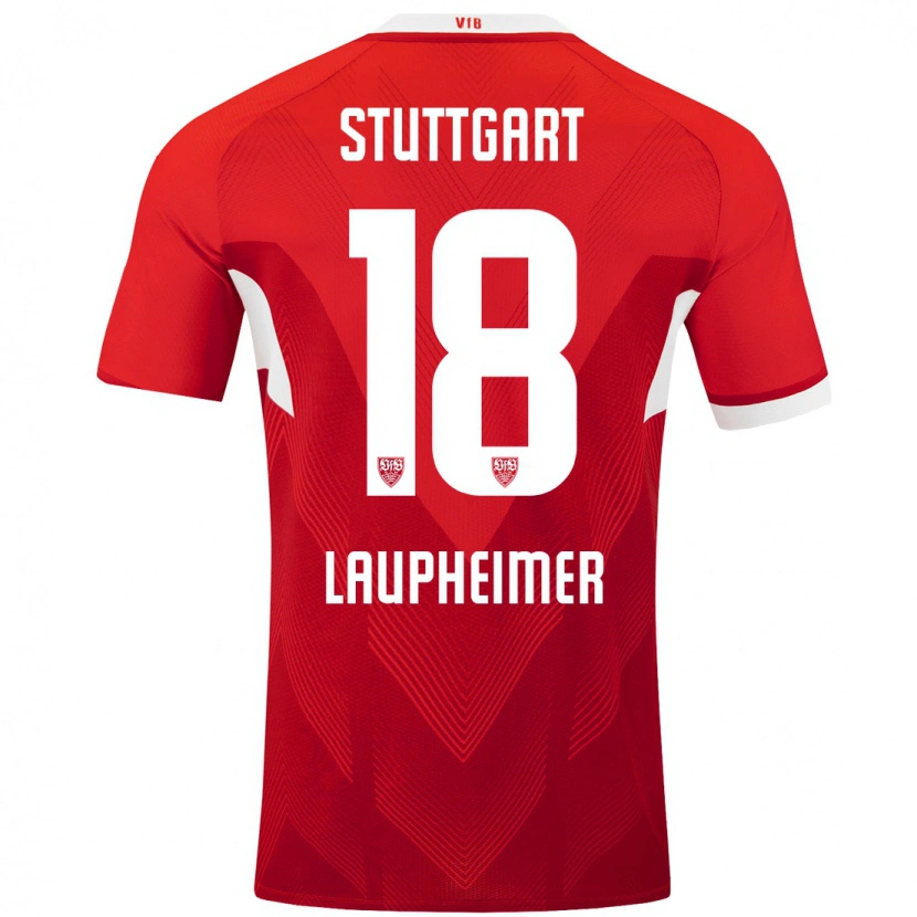 Danxen Uomo Maglia Lukas Laupheimer #18 Rosso Bianco Kit Gara Away 2024/25 Maglietta