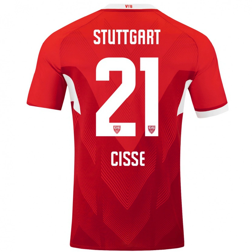 Danxen Uomo Maglia Moussa Cissé #21 Rosso Bianco Kit Gara Away 2024/25 Maglietta