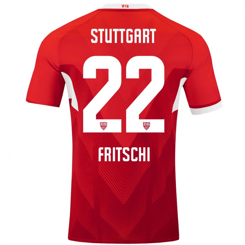 Danxen Uomo Maglia Paulo Fritschi #22 Rosso Bianco Kit Gara Away 2024/25 Maglietta