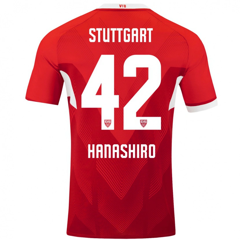 Danxen Uomo Maglia Rinto Hanashiro #42 Rosso Bianco Kit Gara Away 2024/25 Maglietta