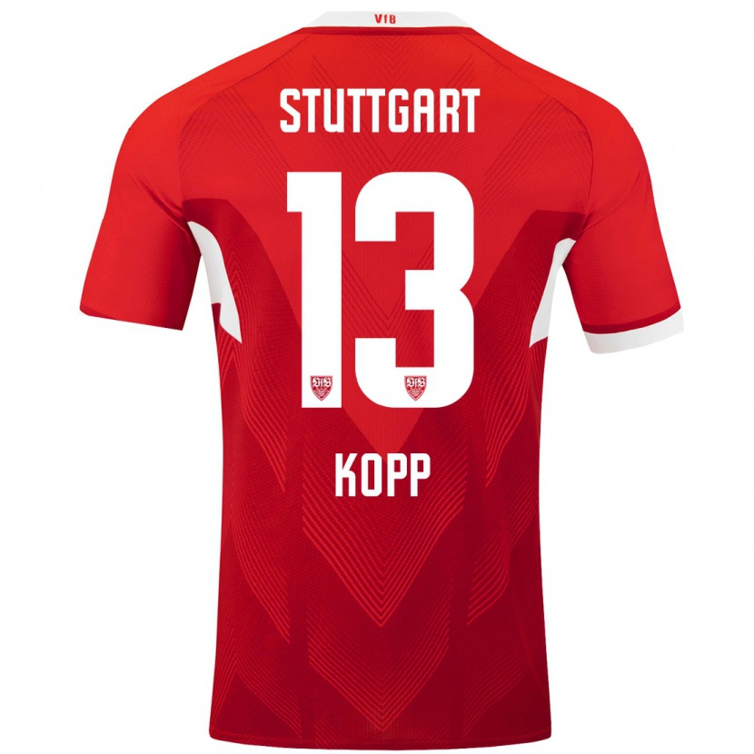 Danxen Uomo Maglia Leonie Kopp #13 Rosso Bianco Kit Gara Away 2024/25 Maglietta