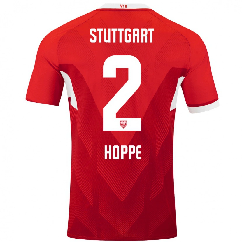 Danxen Uomo Maglia Mattis Hoppe #2 Rosso Bianco Kit Gara Away 2024/25 Maglietta