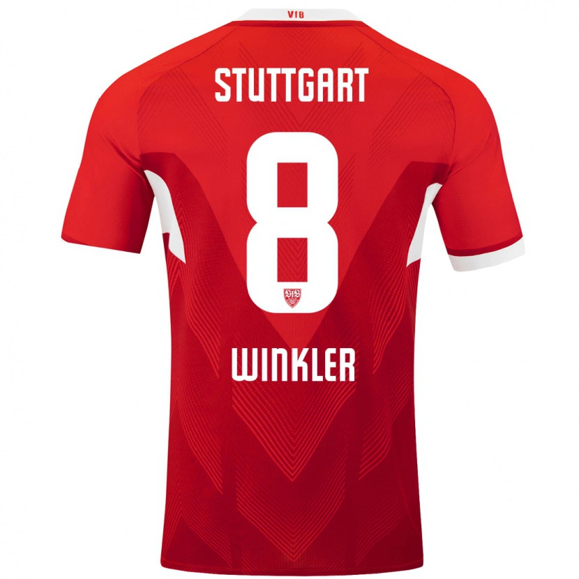 Danxen Uomo Maglia Nathan Winkler #8 Rosso Bianco Kit Gara Away 2024/25 Maglietta