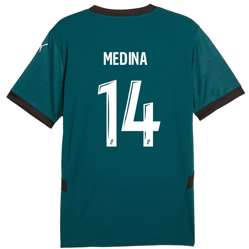 Danxen Uomo Maglia Facundo Medina #14 Verde Scuro Kit Gara Away 2024/25 Maglietta