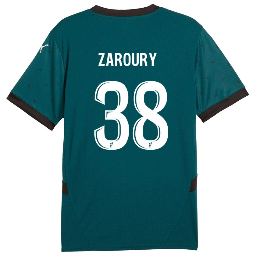 Danxen Uomo Maglia Anass Zaroury #38 Verde Scuro Kit Gara Away 2024/25 Maglietta