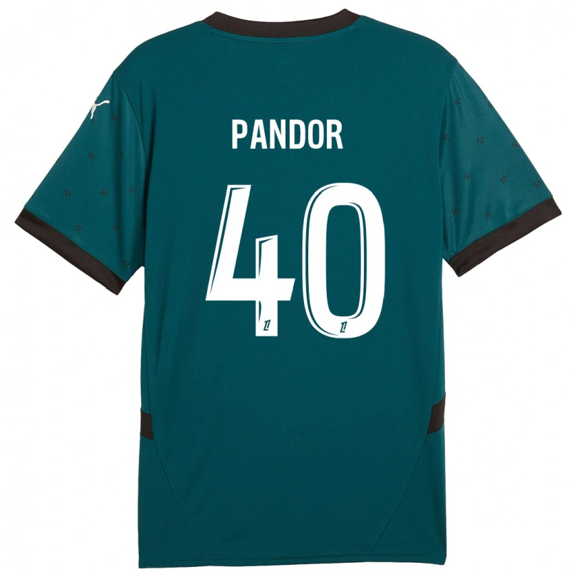 Danxen Uomo Maglia Yannick Pandor #40 Verde Scuro Kit Gara Away 2024/25 Maglietta