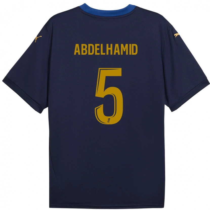 Danxen Uomo Maglia Yunis Abdelhamid #5 Blu Navy Kit Gara Away 2024/25 Maglietta