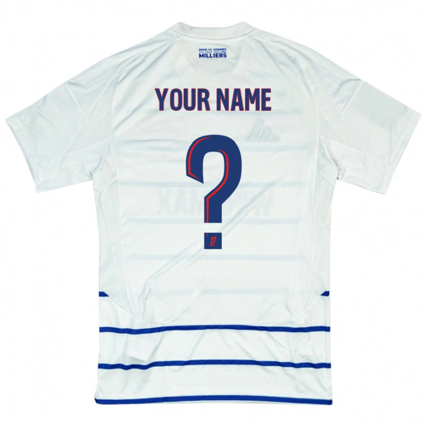 Danxen Uomo Maglia Il Tuo Nome #0 Bianco Blu Kit Gara Away 2024/25 Maglietta