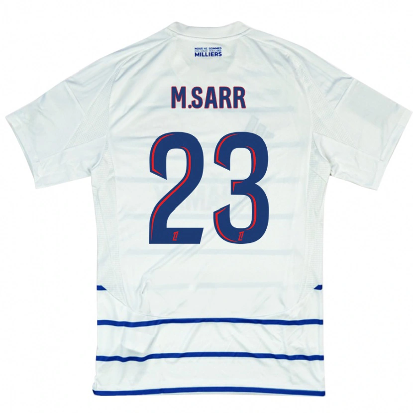 Danxen Uomo Maglia Mamadou Sarr #23 Bianco Blu Kit Gara Away 2024/25 Maglietta