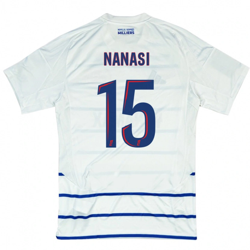 Danxen Uomo Maglia Sebastian Nanasi #15 Bianco Blu Kit Gara Away 2024/25 Maglietta