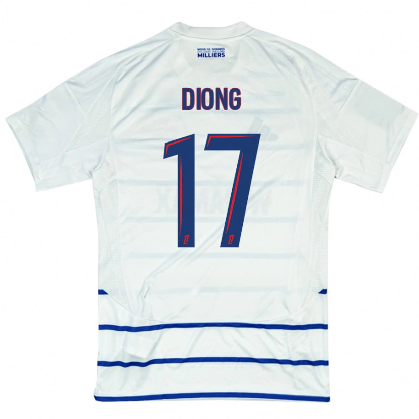 Danxen Uomo Maglia Pape Diong #17 Bianco Blu Kit Gara Away 2024/25 Maglietta